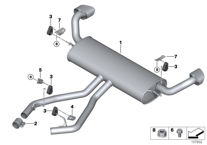 Exhaust system, rear