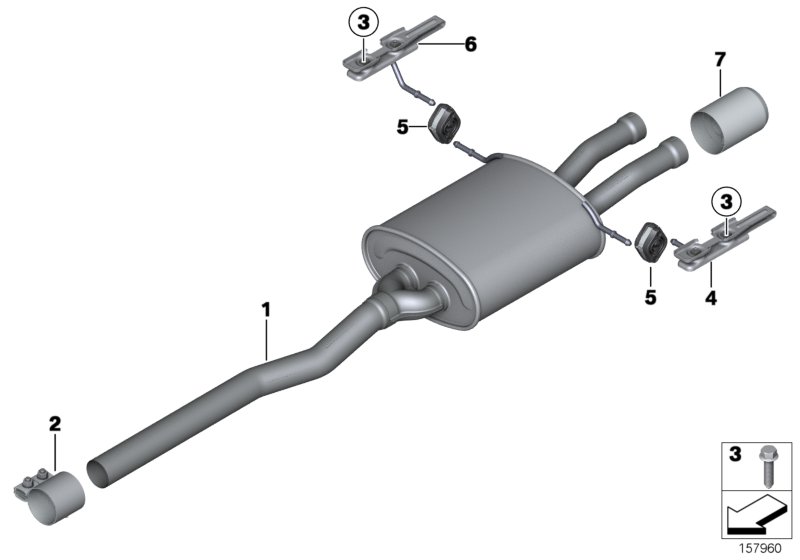 Exhaust system, rear
