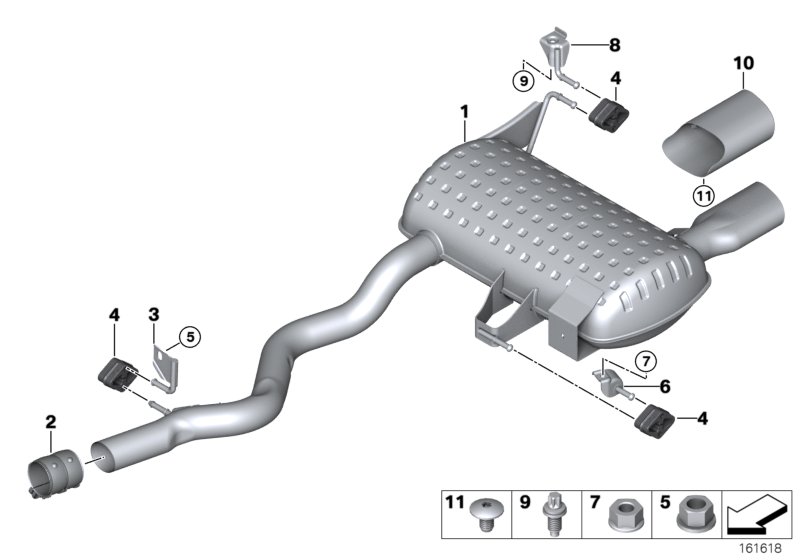 Exhaust system, rear