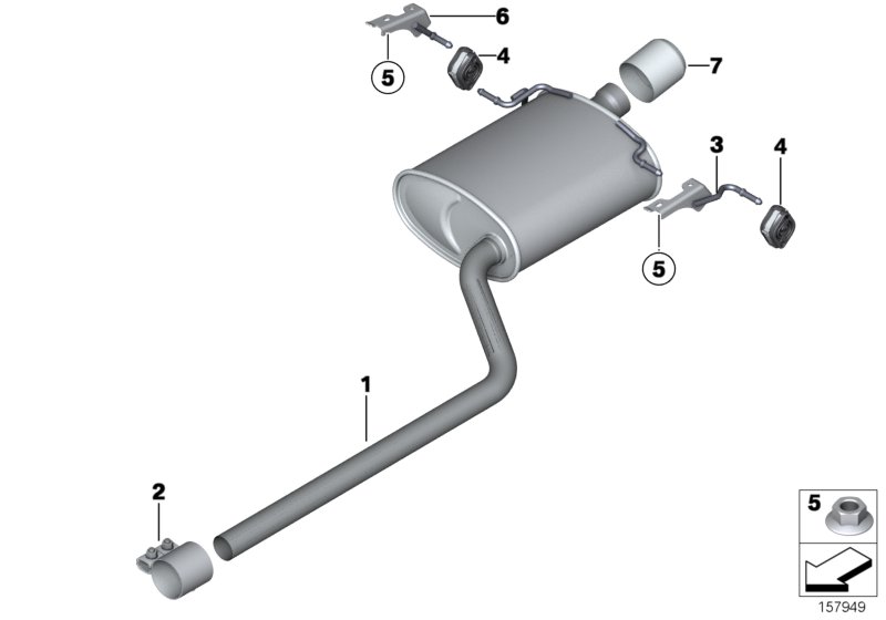 Exhaust system, rear