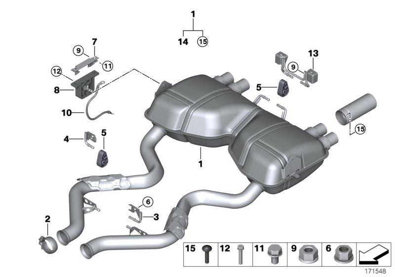 Exhaust system, rear