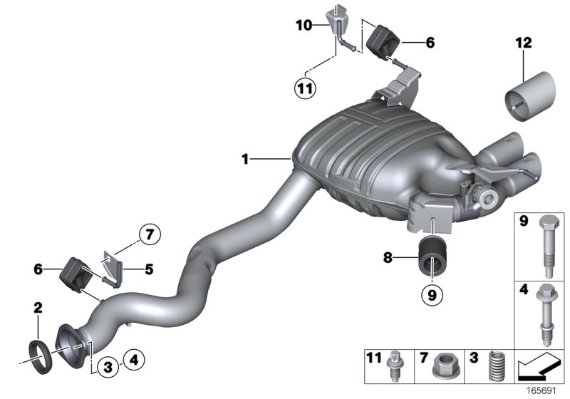 Exhaust system, rear