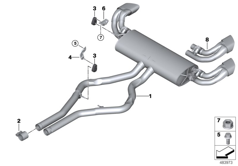 Exhaust system, rear
