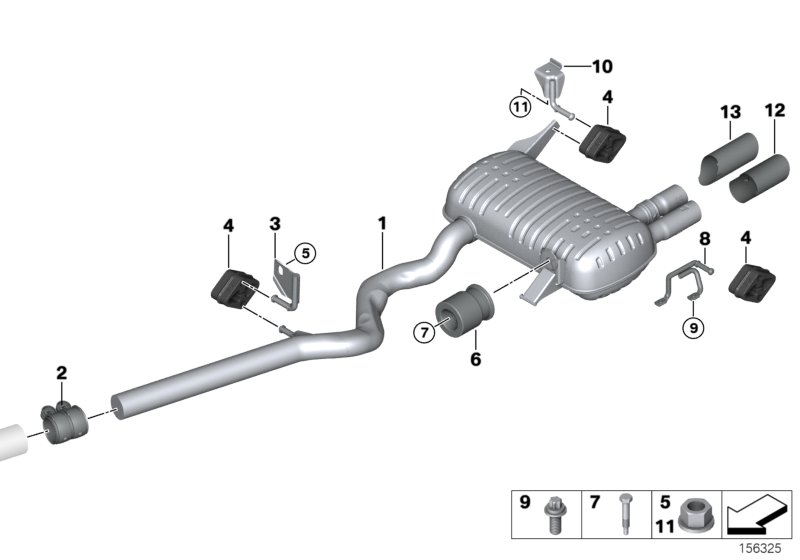 Exhaust system, rear
