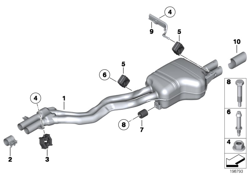 Exhaust system, rear