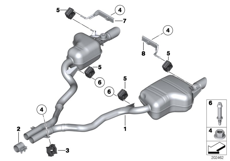Exhaust system, rear
