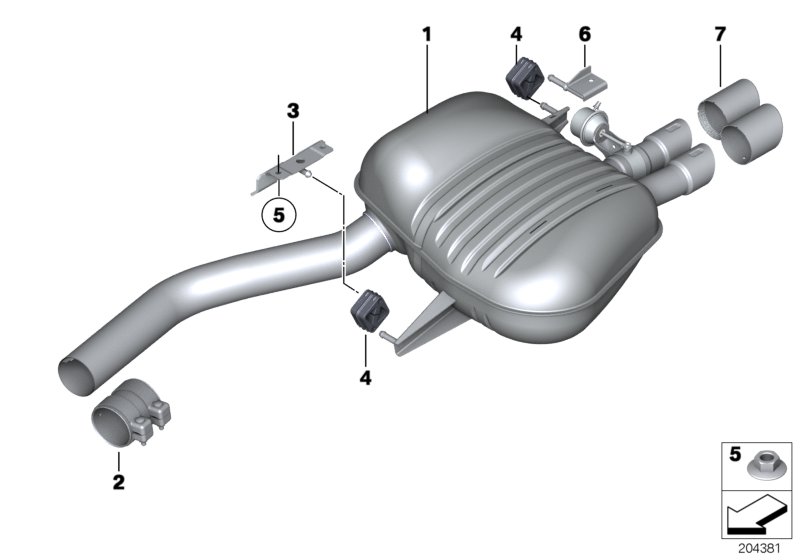 Exhaust system, rear