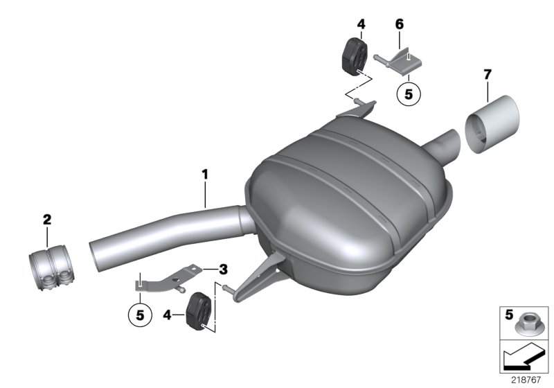 Exhaust system, rear