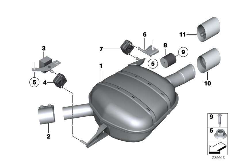 Exhaust system, rear