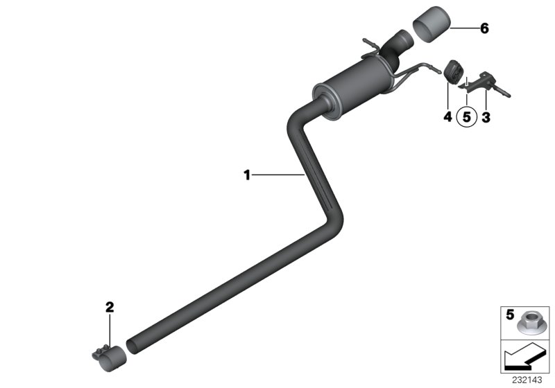 Exhaust system, rear