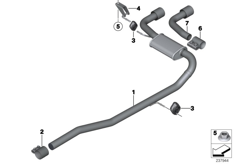 Exhaust system, rear