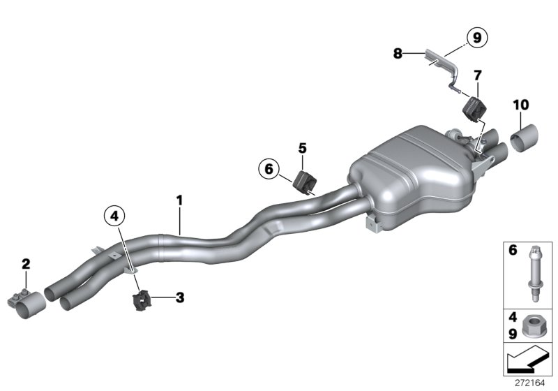 Exhaust system, rear