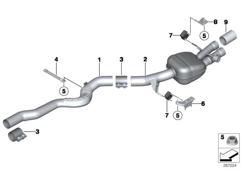 Exhaust system, rear