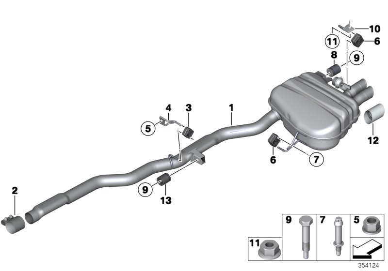 Exhaust system, rear