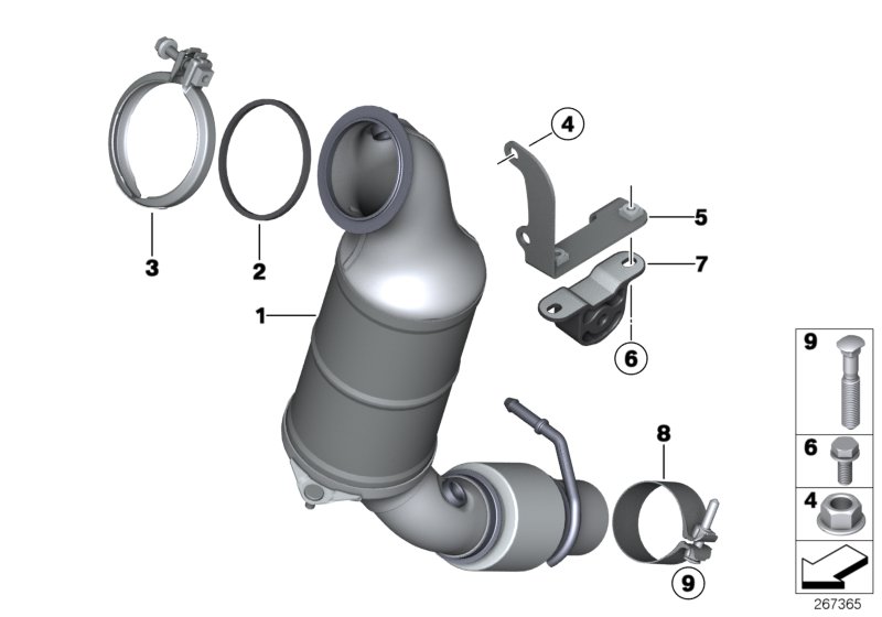 Engine-compartment catalytic converter