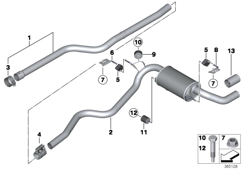 Exhaust system, rear