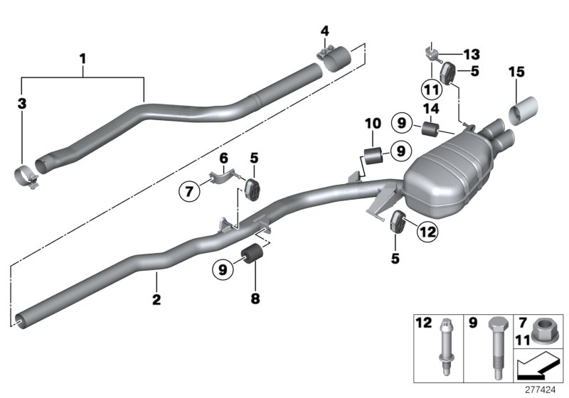 Exhaust system, rear
