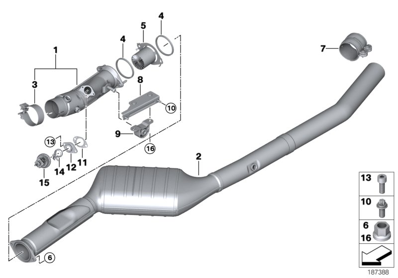 Catalytic converter/front silencer