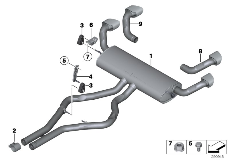 Exhaust system, rear