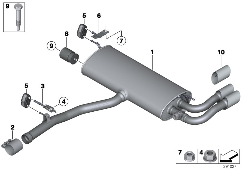 Exhaust system, rear