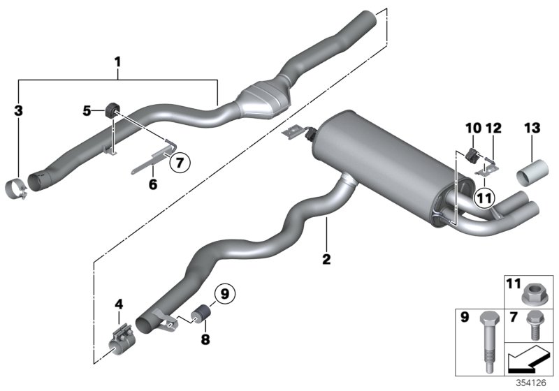 Exhaust system, rear