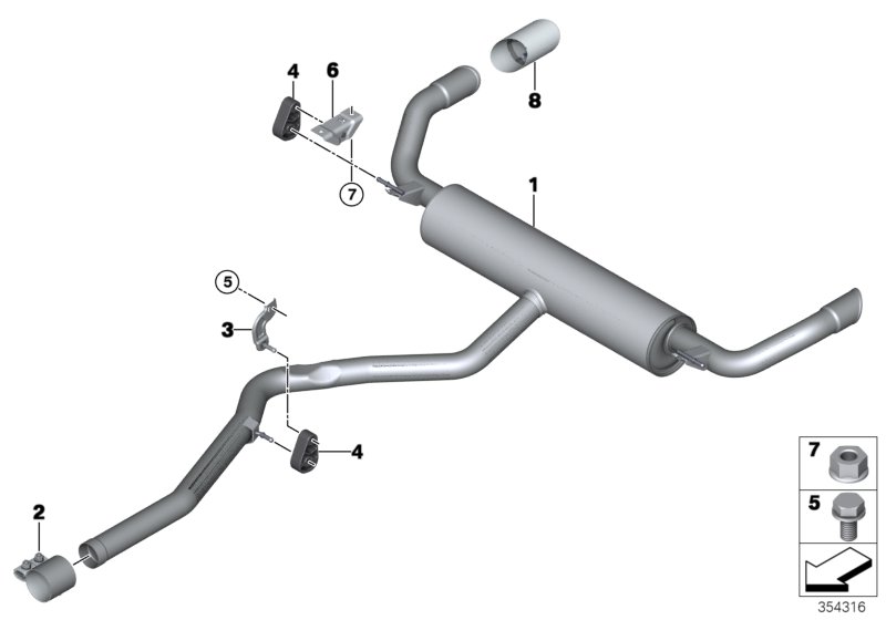 Exhaust system, rear