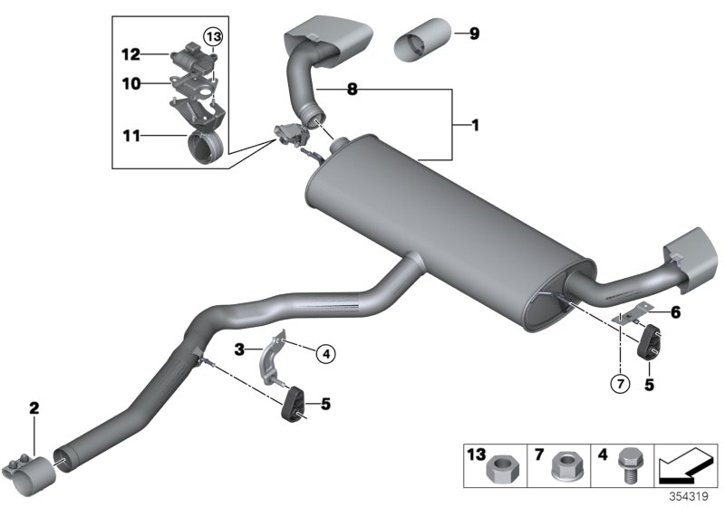 Exhaust system, rear