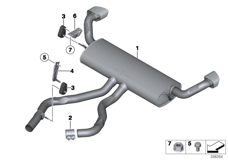 Exhaust system, rear