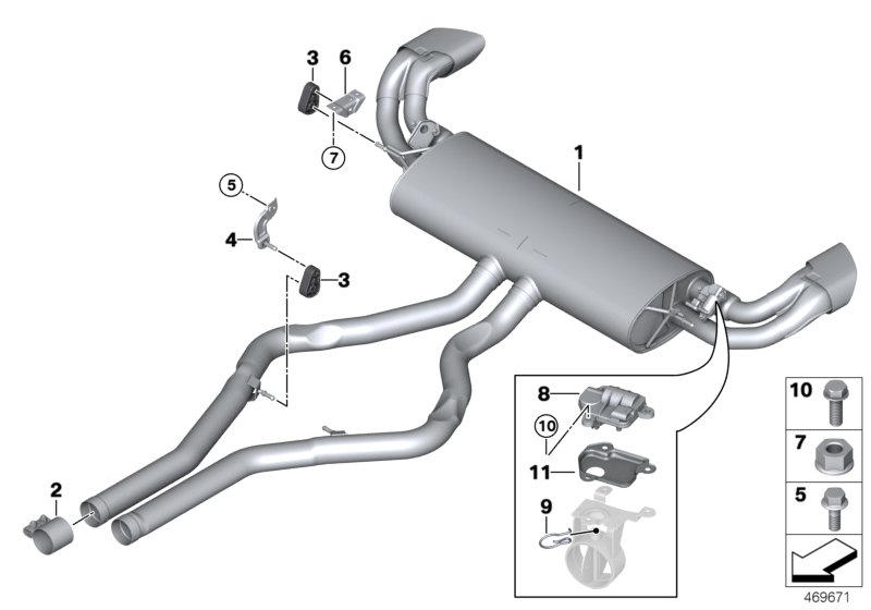 Exhaust system, rear