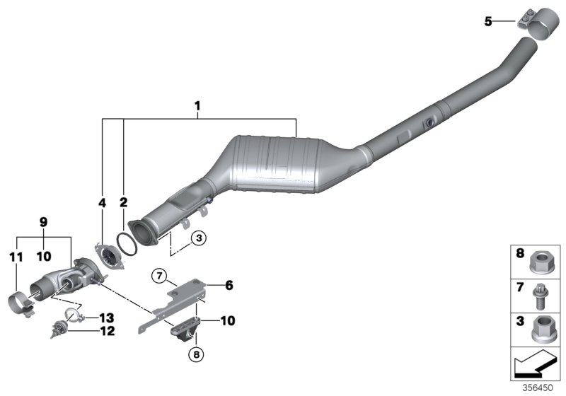 Catalytic converter/front silencer