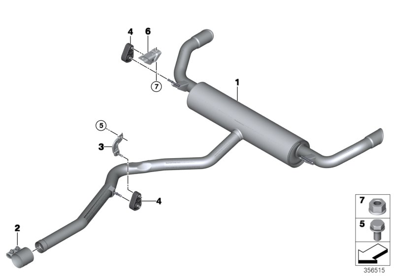 Exhaust system, rear