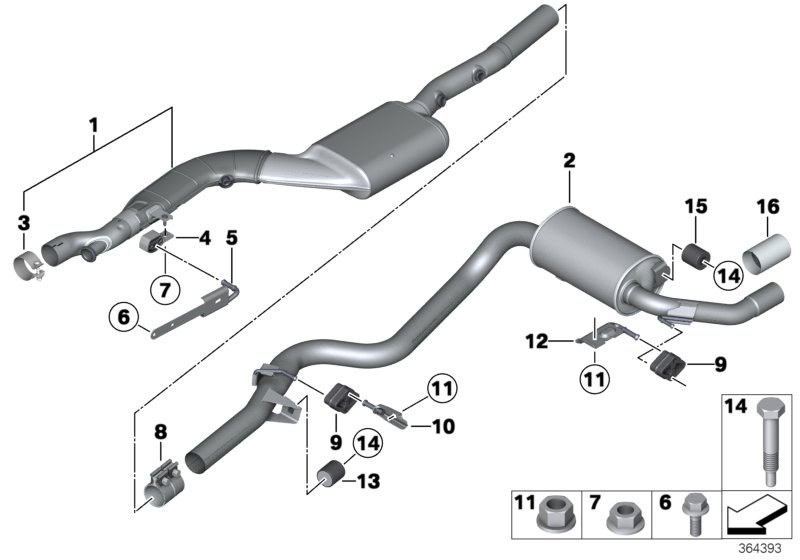 Exhaust system, rear