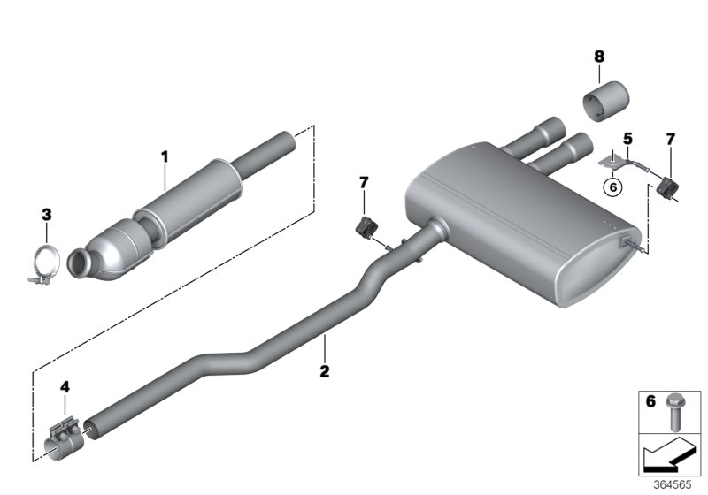 Exhaust system, rear