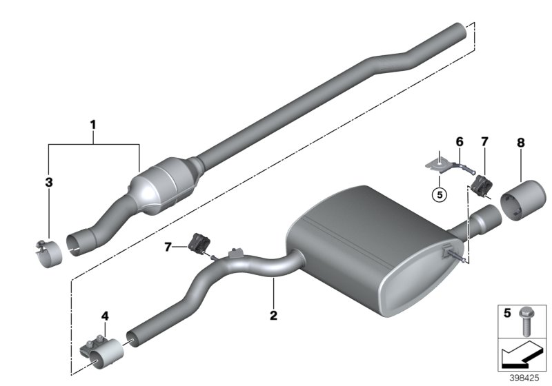 Exhaust system, rear