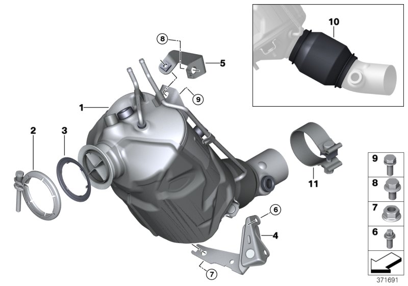Catalyser/Diesel particulate filter