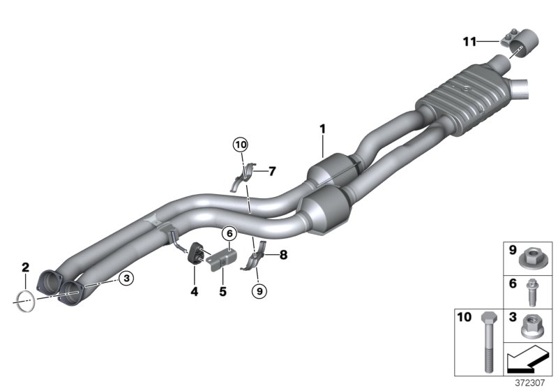 Catalytic converter/centre muffler