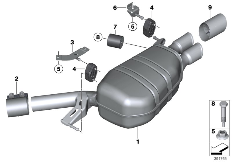 Exhaust system, rear