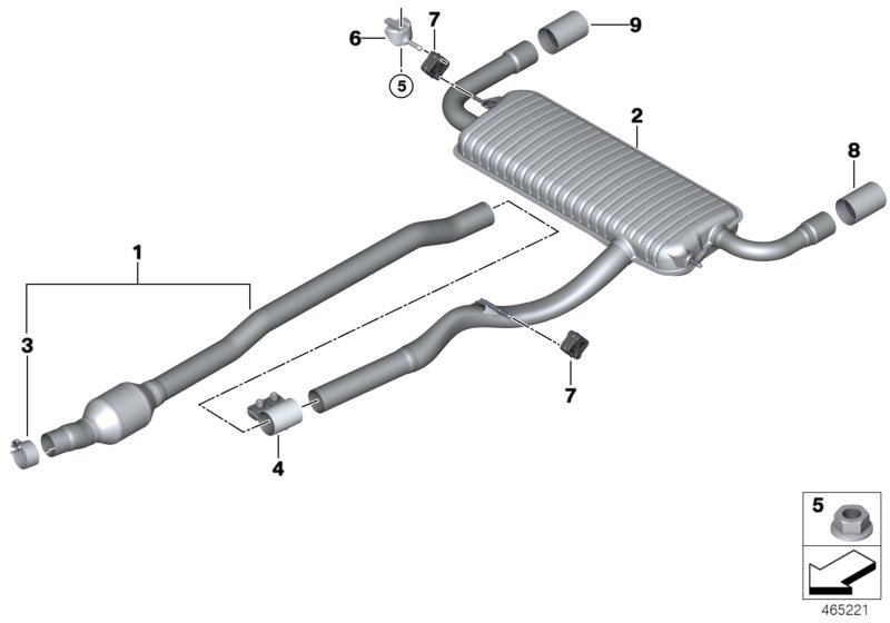 Exhaust system, rear
