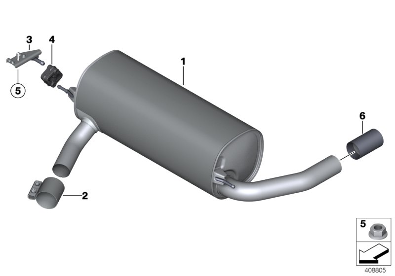 Exhaust system, rear
