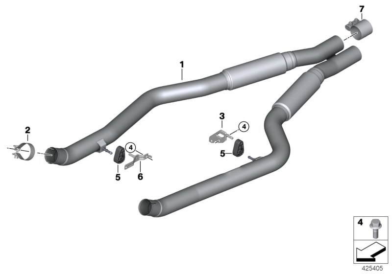 Exhaust system, front