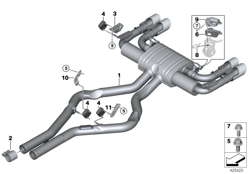 Exhaust system, rear