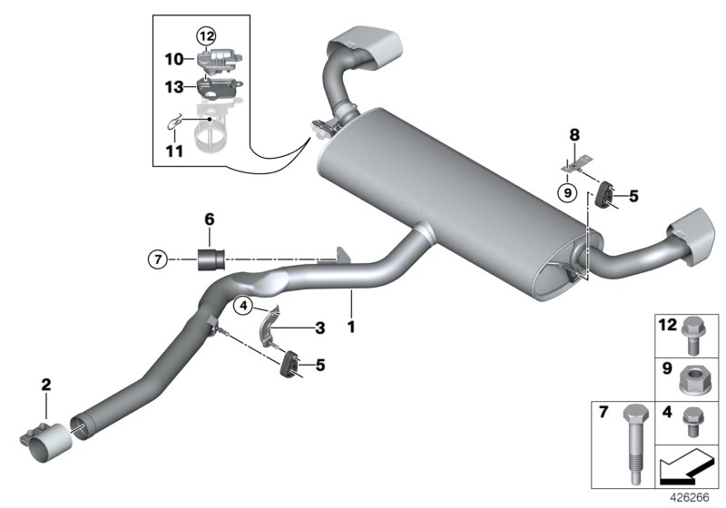 Exhaust system, rear