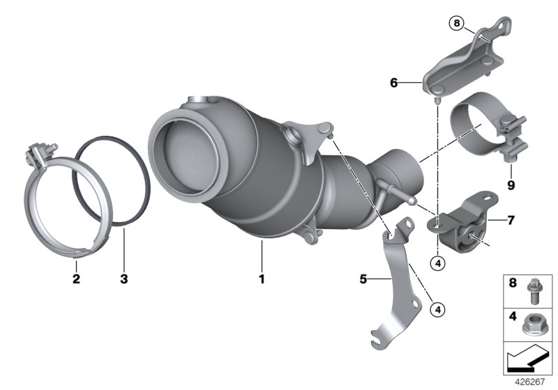 Engine-compartment catalytic converter