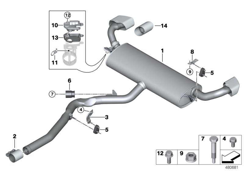 Exhaust system, rear