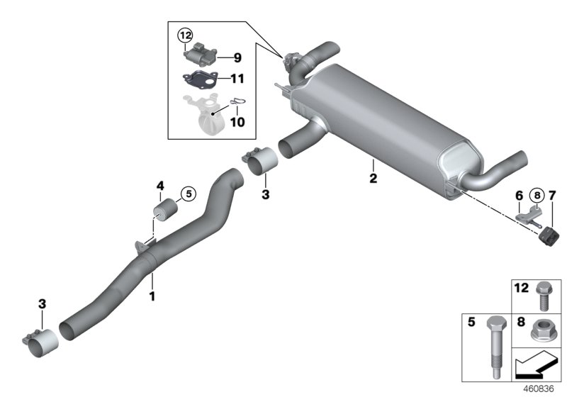 Exhaust system, rear