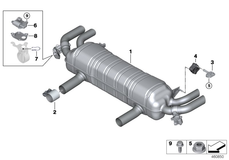 Exhaust system, rear