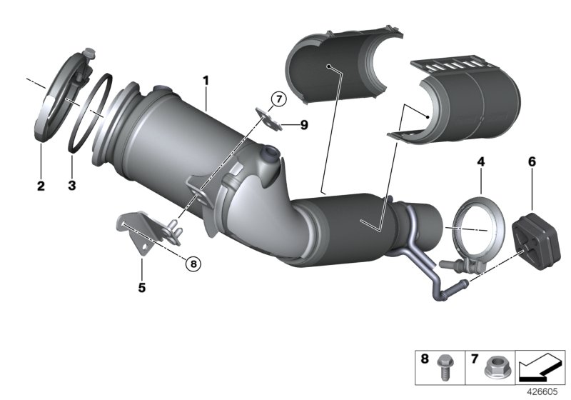 Engine-compartment catalytic converter