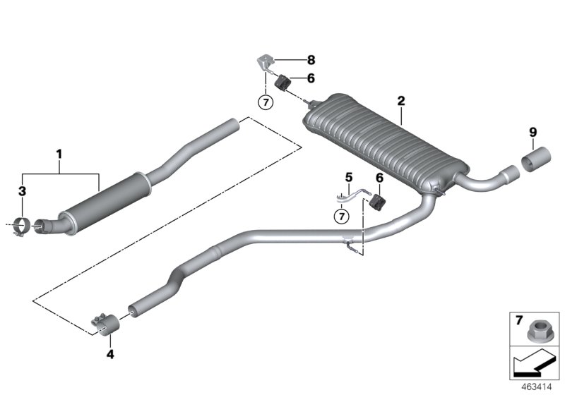 Exhaust system, rear