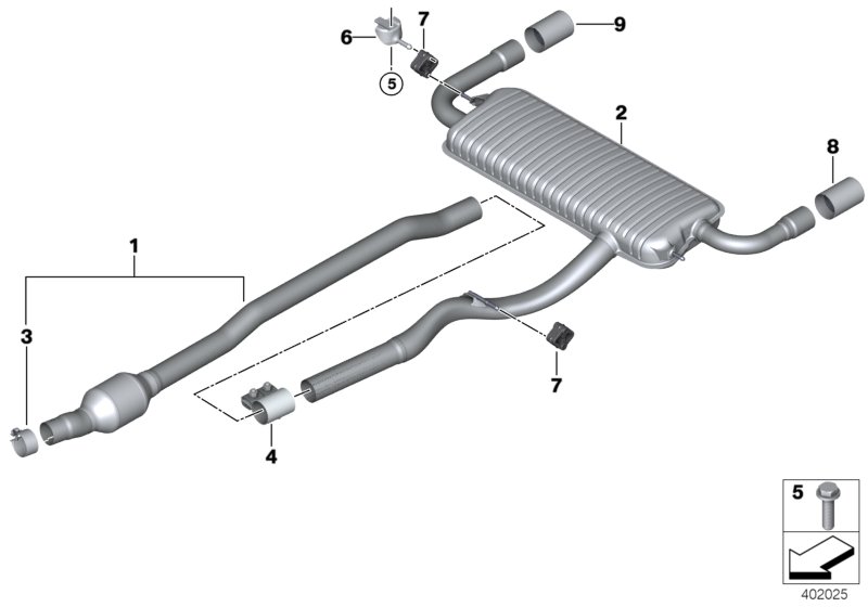 Exhaust system, rear