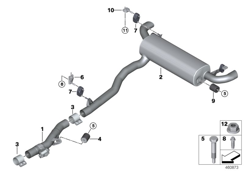 Exhaust system, rear